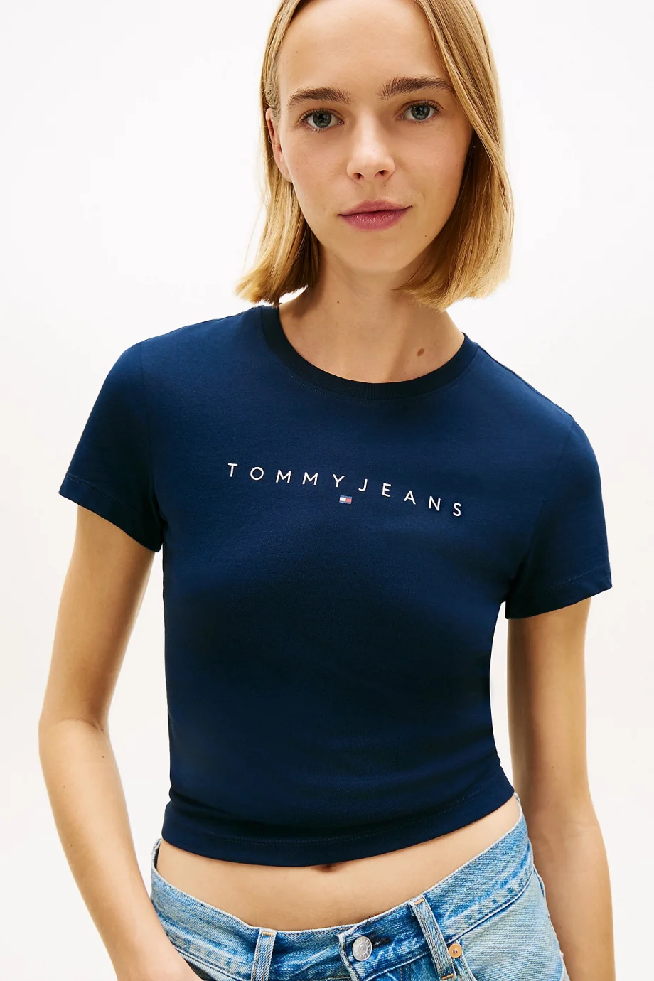 Tommy Hilfiger TJW Dar Kesim Lineer Kadın Mavi T-shirt DW0DW183980G0