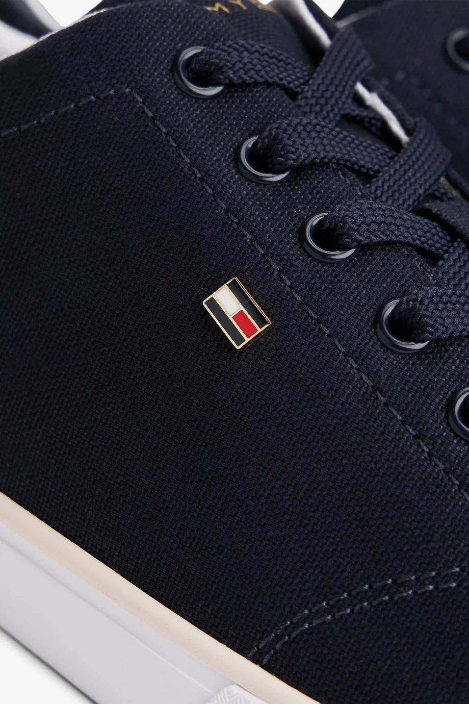 Tommy Hilfiger TH Düşük Profilli Vulkanize Kanvas Kadın Mavi Sneaker FW0FW09102DW6
