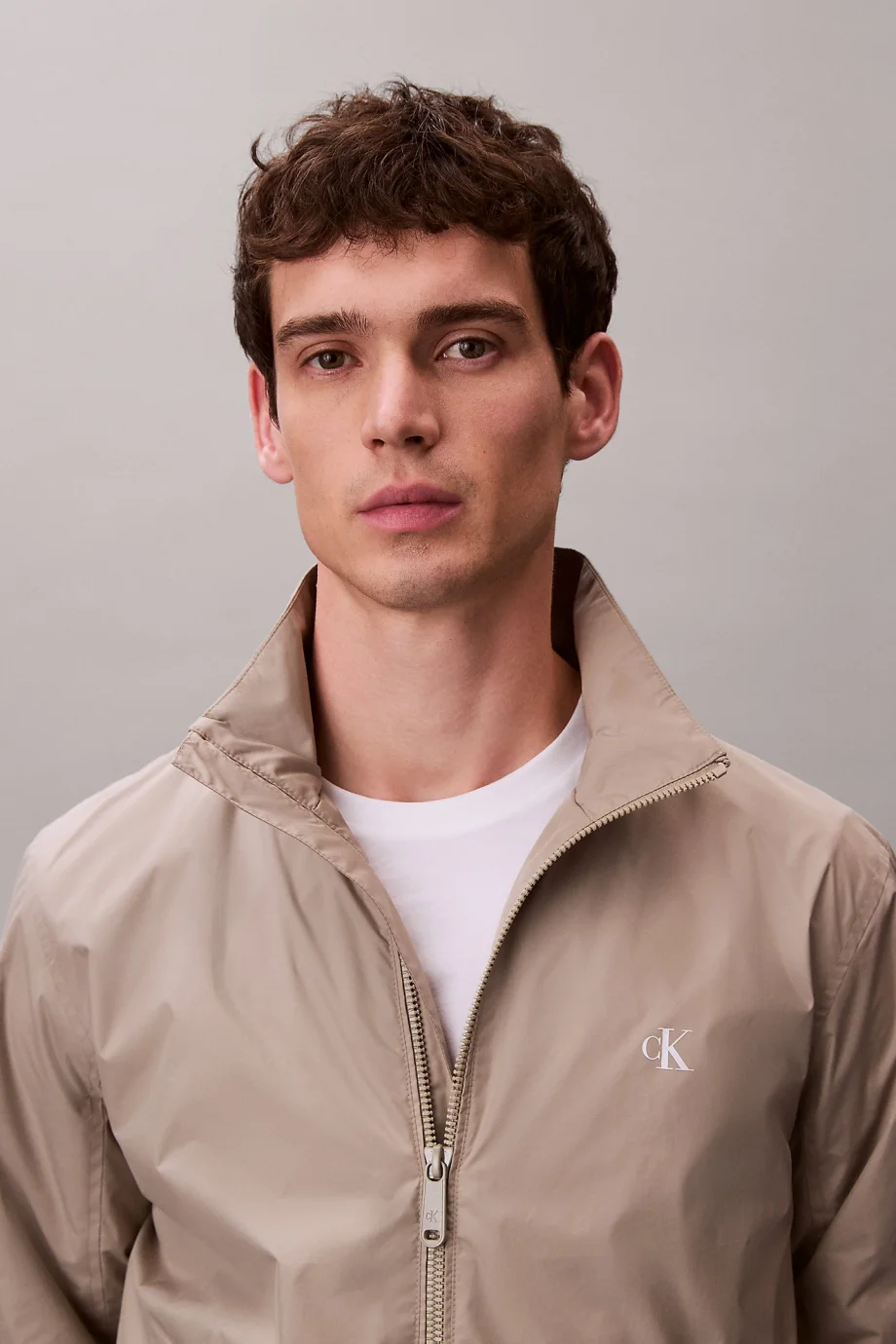 Calvin Klein Uzun Kollu Dolgusuz Naylon Harrington Erkek Kahve Ceket LV04RF520G-RAK