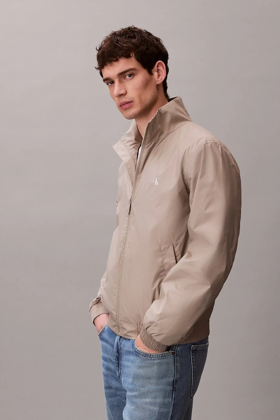 Calvin Klein Uzun Kollu Dolgusuz Naylon Harrington Erkek Kahve Ceket LV04RF520G-RAK
