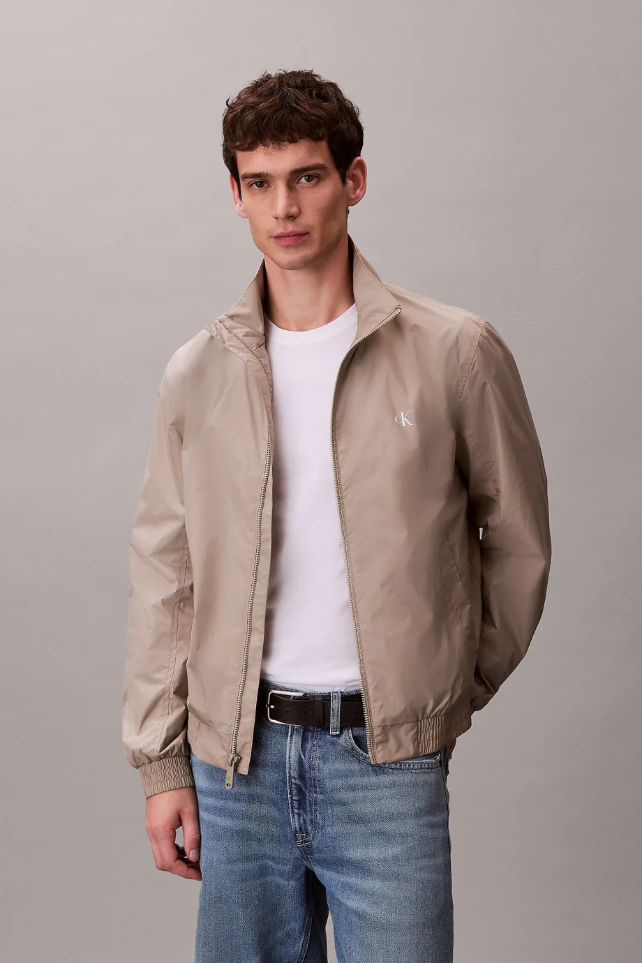 Calvin Klein Uzun Kollu Dolgusuz Naylon Harrington Erkek Kahve Ceket LV04RF520G-RAK