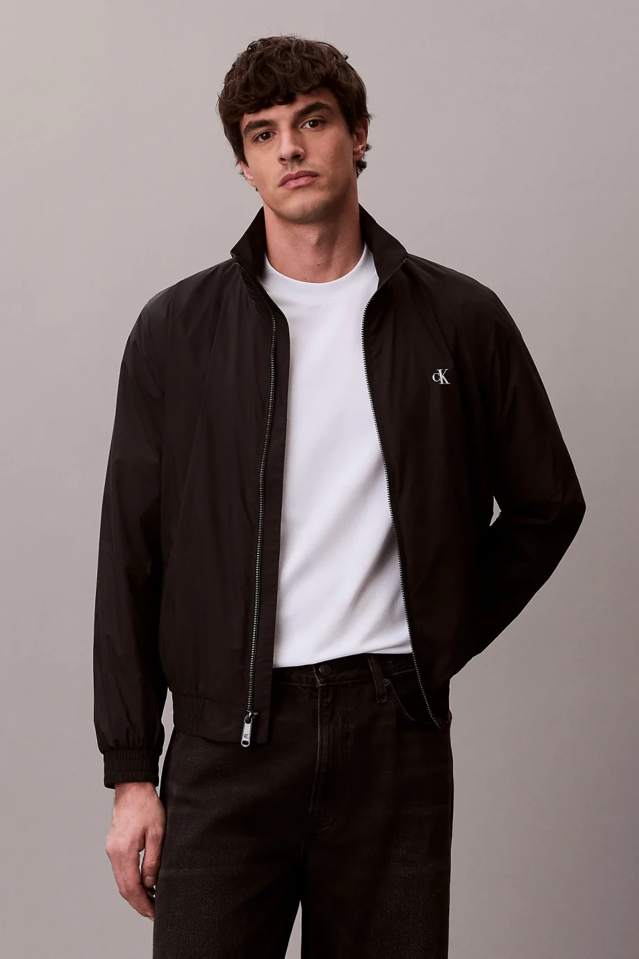Calvin Klein Uzun Kollu Dolgusuz Naylon Harrington Erkek Siyah Ceket LV04RF520G-UB1