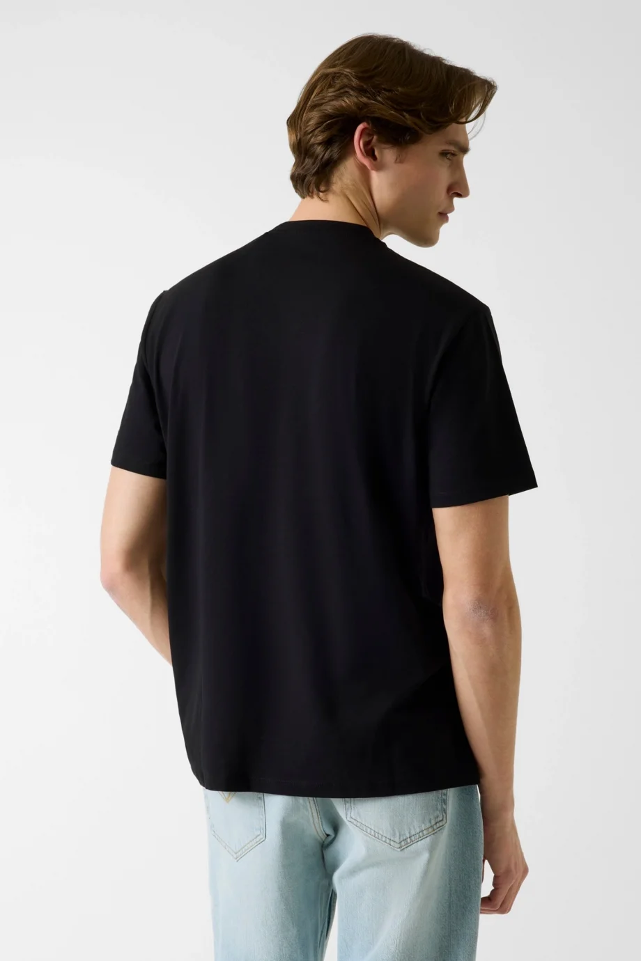 Guess Bisiklet Yaka Kısa Kollu Küçük Yamalı Pamuklu Modal Erkek Siyah T-shirt M6GI21K3053-JBLK