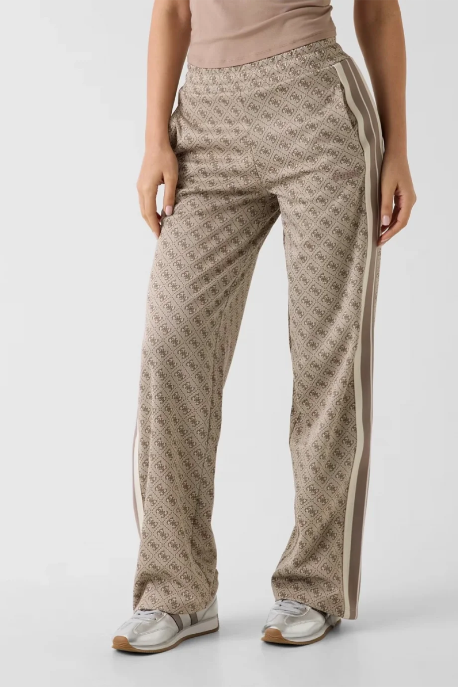 Guess 4G Jakarlı Düz Paça Kadın Bej Eşofman Altı V6GB04K2955-FMC4