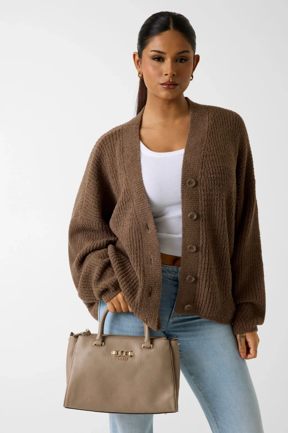 Guess Anise Üç Bölmeli Kadın Siyah El Çantası HWPD9916060-DKO