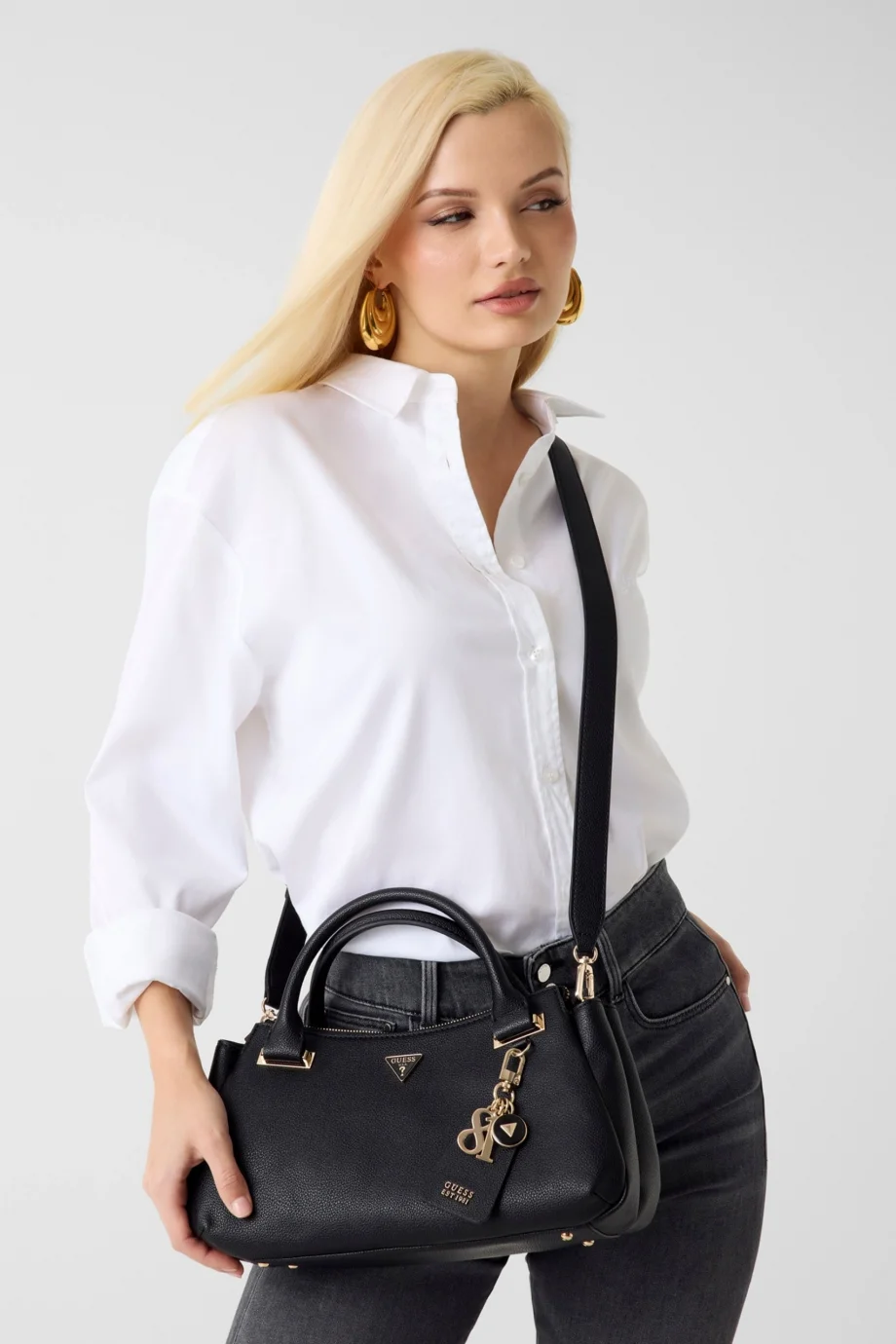 Guess Evie Üç Bölmeli Kadın Siyah El Çantası HWBG9664060-BLA