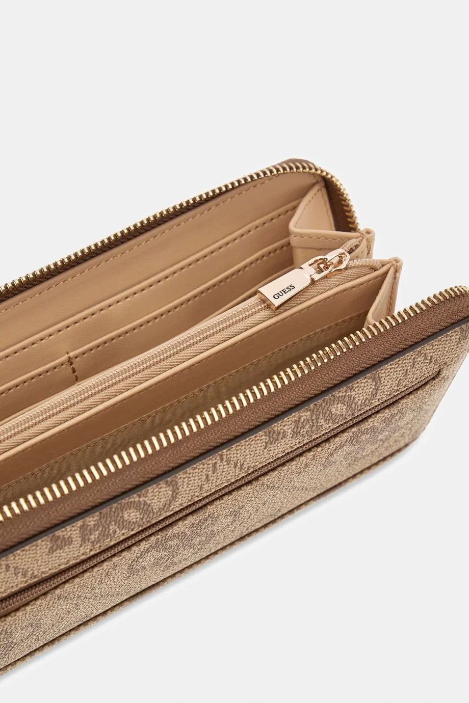 Guess Janie Logolu Büyük Boy Fermuarlı Kadın Kahverengi Cüzdan SWOS9924146-LTL