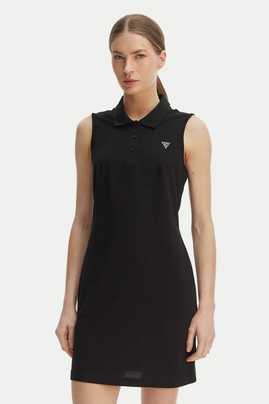 Guess Silvy Kısa Kollu Polo Yakalı Kadın Siyah Elbise V6GK09K3152-JBLK