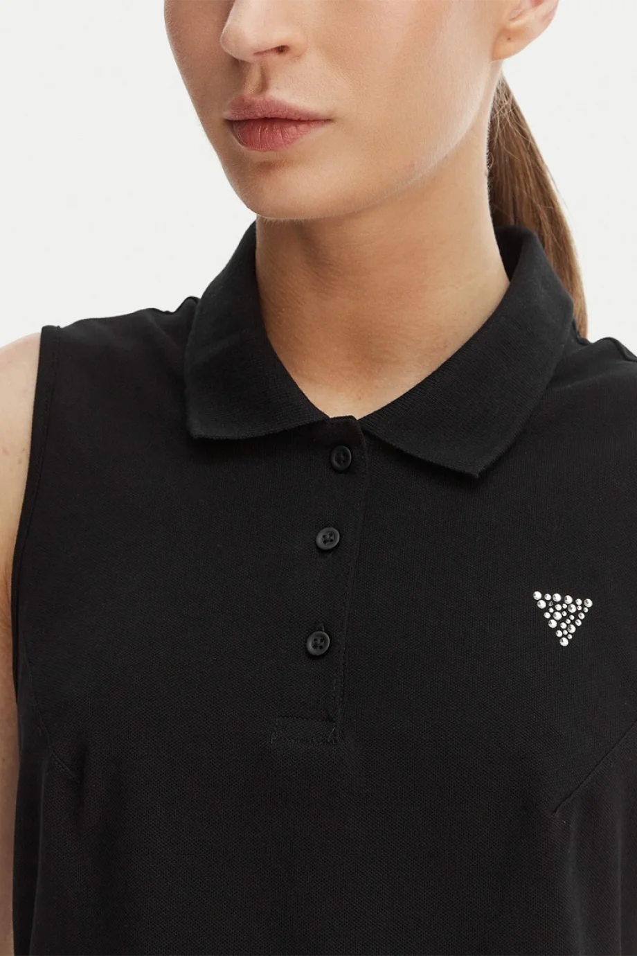 Guess Silvy Kısa Kollu Polo Yakalı Kadın Siyah Elbise V6GK09K3152-JBLK