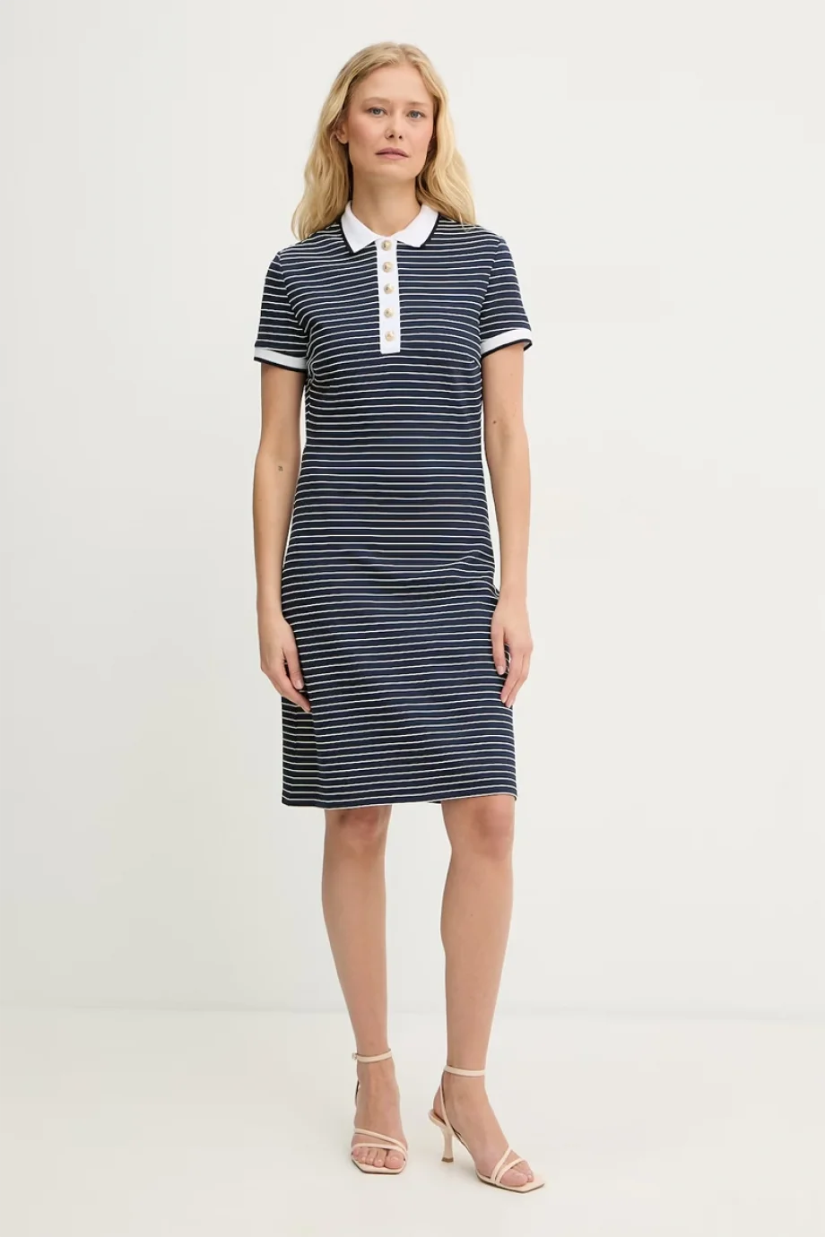 Guess Kısa Kollu Polo Yakalı Alphonsine Çizgili Kadın Çok Renkli Elbise W6GK14K2948-SB09