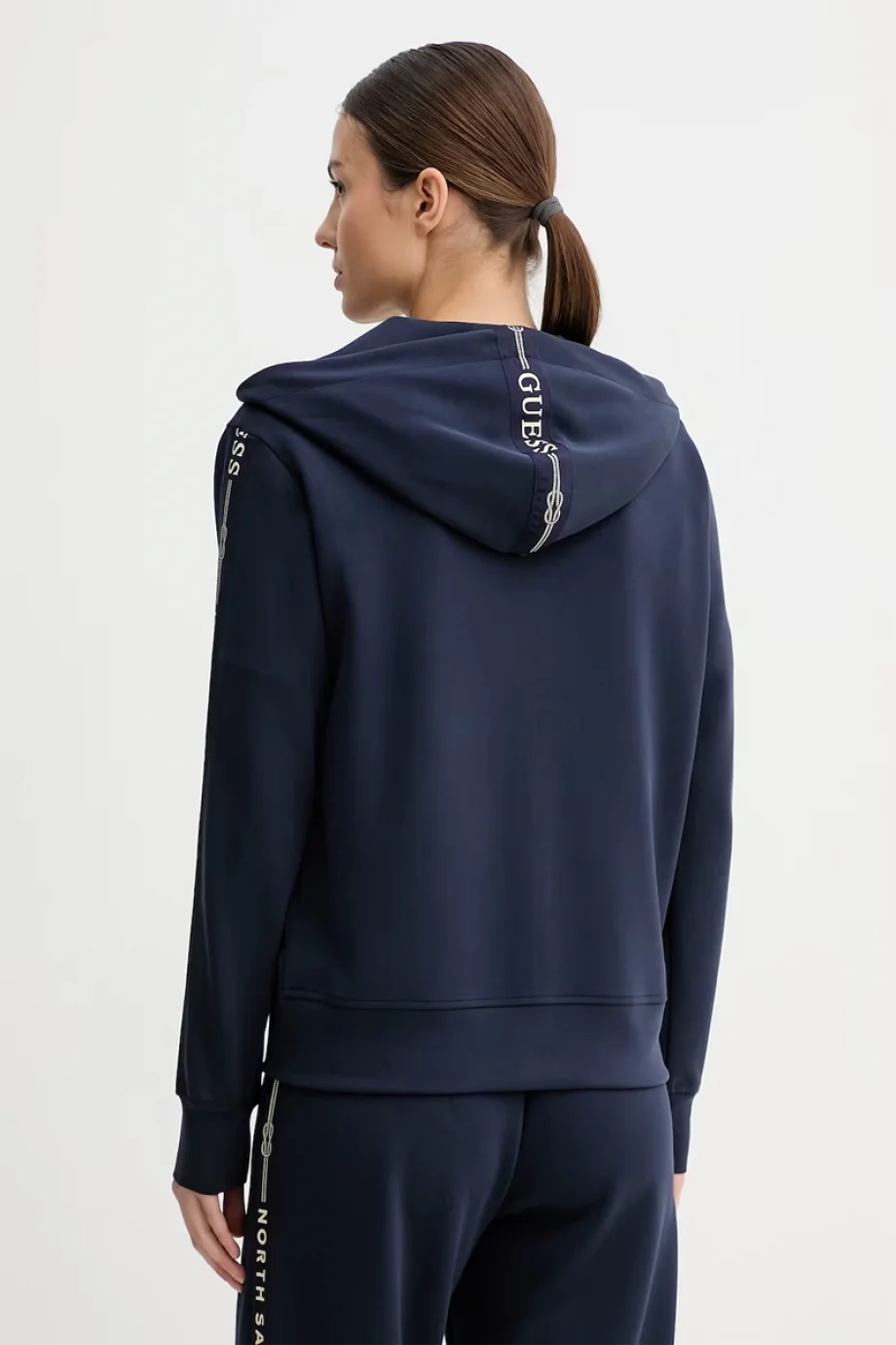 Guess XNS Fermuarlı Kapüşonlu Kadın Lacivert Eşofman Üstü W6GQ03K2656-G7V2