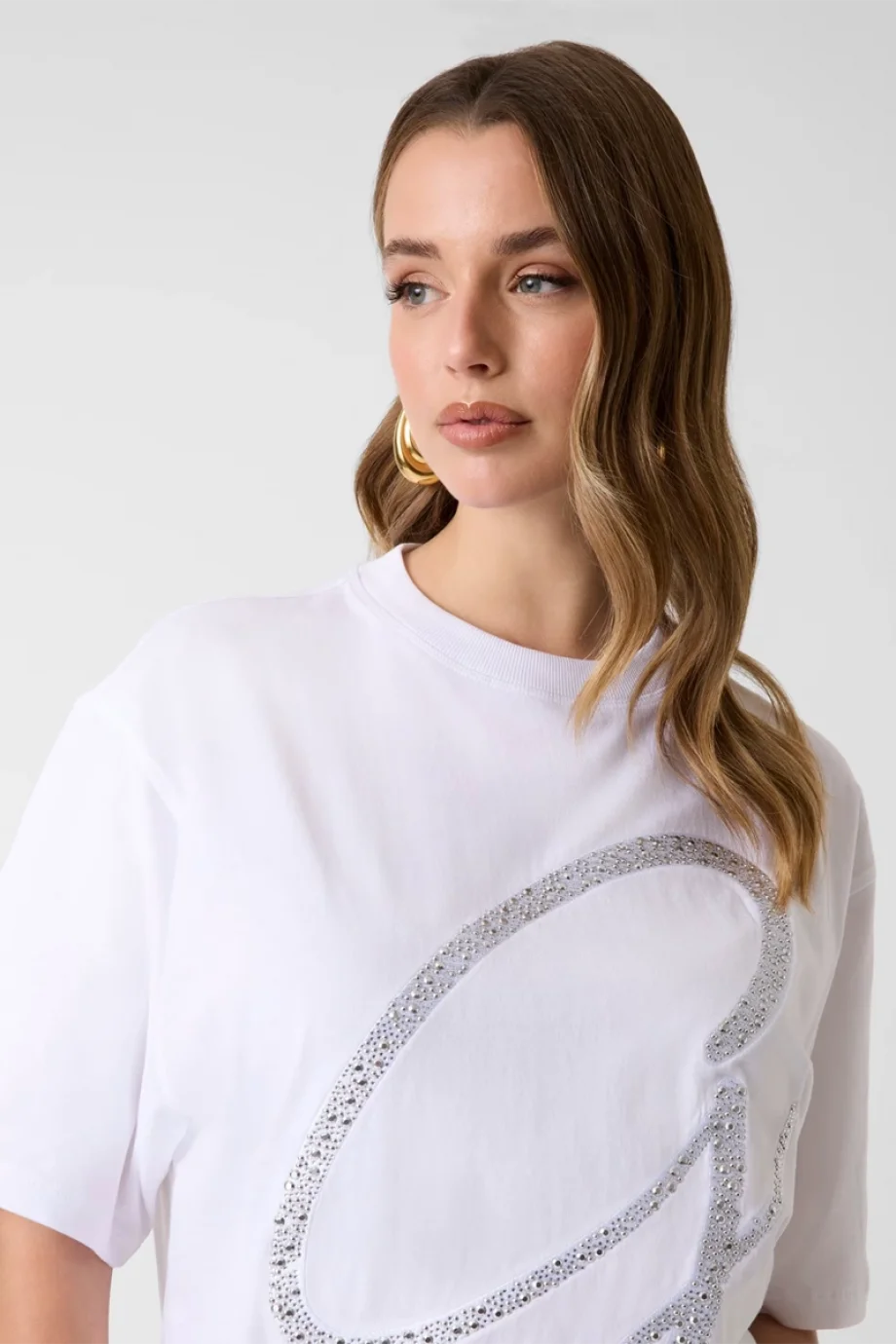 Guess Kısa Kollu Bisiklet Yaka Maxi G Zımbalı Kadın Beyaz T-shirt W6GI39K3478-G011