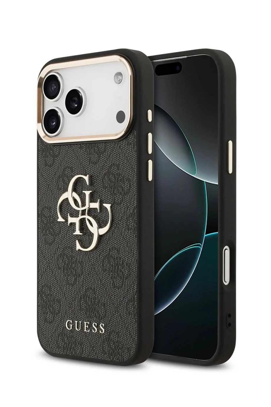 Guess 4G Büyük Klasik Logolu Altın Detaylı Siyah iPhone 17 Pro Max Kadın Siyah Telefon Kılıfı GUHCP17X4GMGCGR