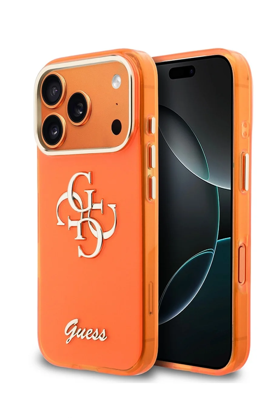 Guess IML 4G Yazılı Metalik Turuncu iPhone 17 Pro Max Kadın Turuncu Telefon Kılıfı GUHCP17X5HC4MLSO