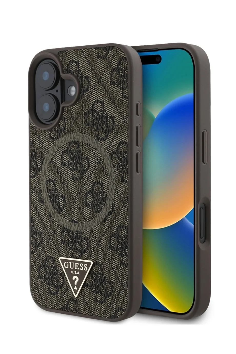 Guess iPhone 16 Orjinal Lisanslı M-safe Kadın Kahverengi Telefon Kılıfı GUHMP16SP4TDPW