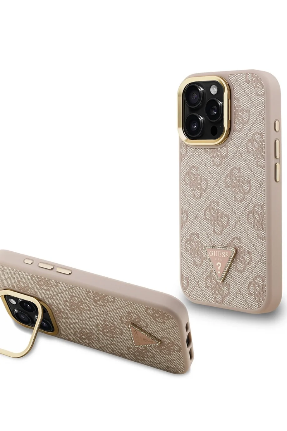 Guess iPhone 16 Pro Max Orjinal Lisanslı PU Deri Kadın Pembe Telefon Kılıfı GUHMP16XPCS4GPTP