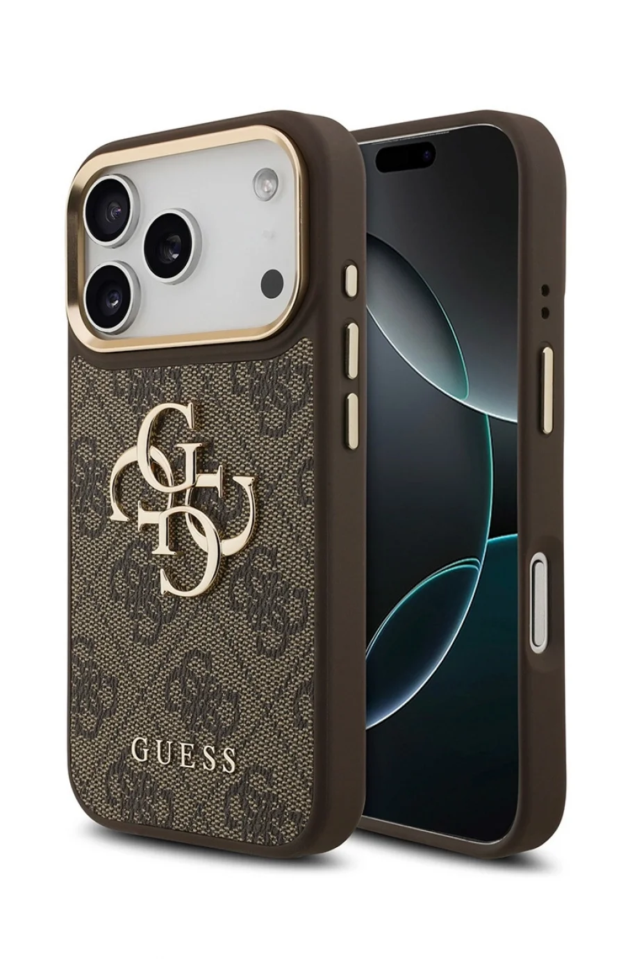 Guess iPhone 17 Pro Orjinal Lisanslı Gold Metal Kamera Kadın Kahverengi Telefon Kılıfı GUHMP17L4GMGCBR