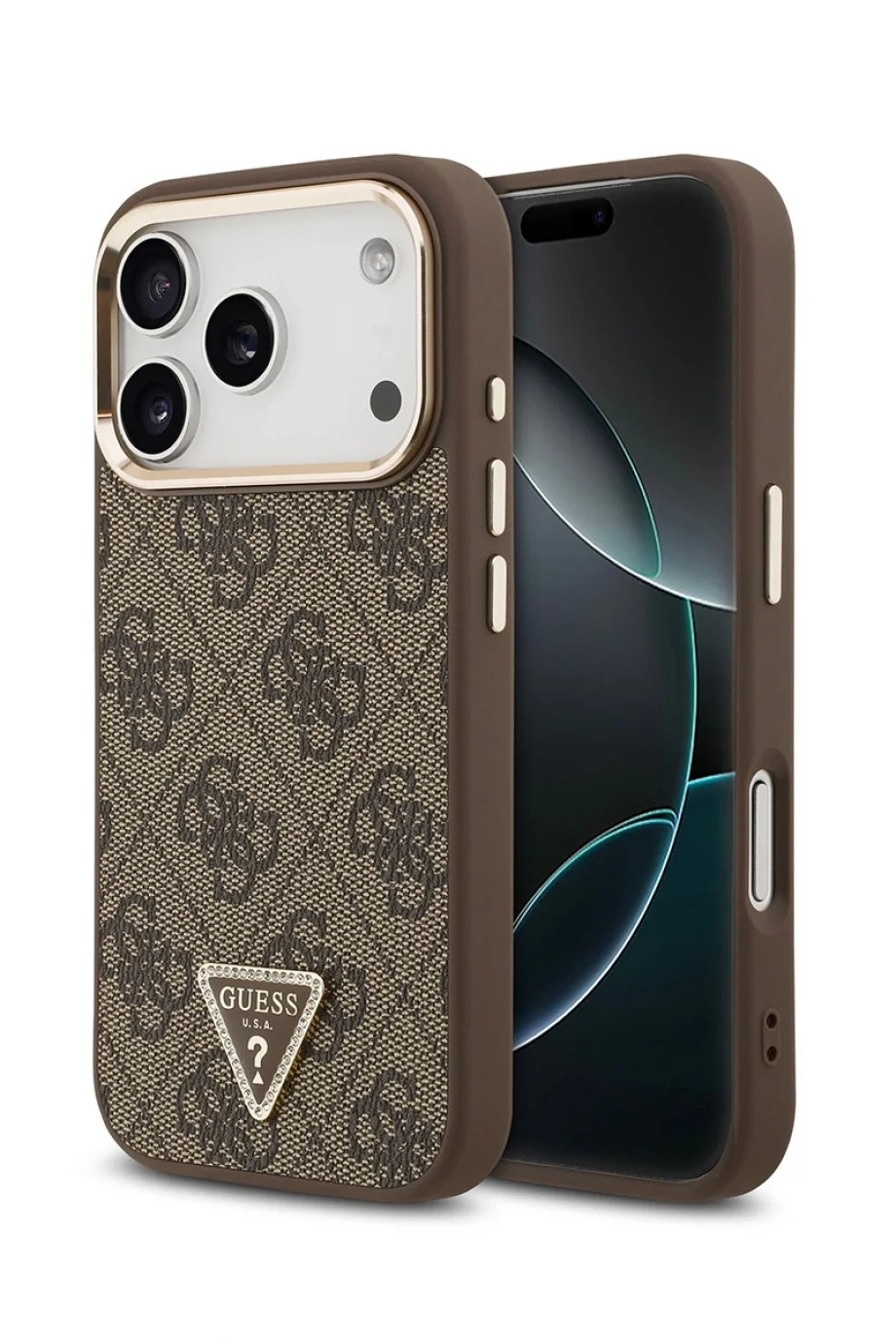 Guess iPhone 17 Pro Orjinal Lisanslı M-safe Kadın Kahverengi Telefon Kılıfı GUHMP17LP4GTDGMW