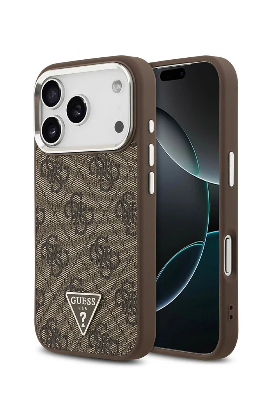 Guess MagSafe 4G PU Üçgen Logolu Siyah iPhone 17 Pro Kadın Siyah Telefon Kılıfı GUHMP17LP4TSRCMK