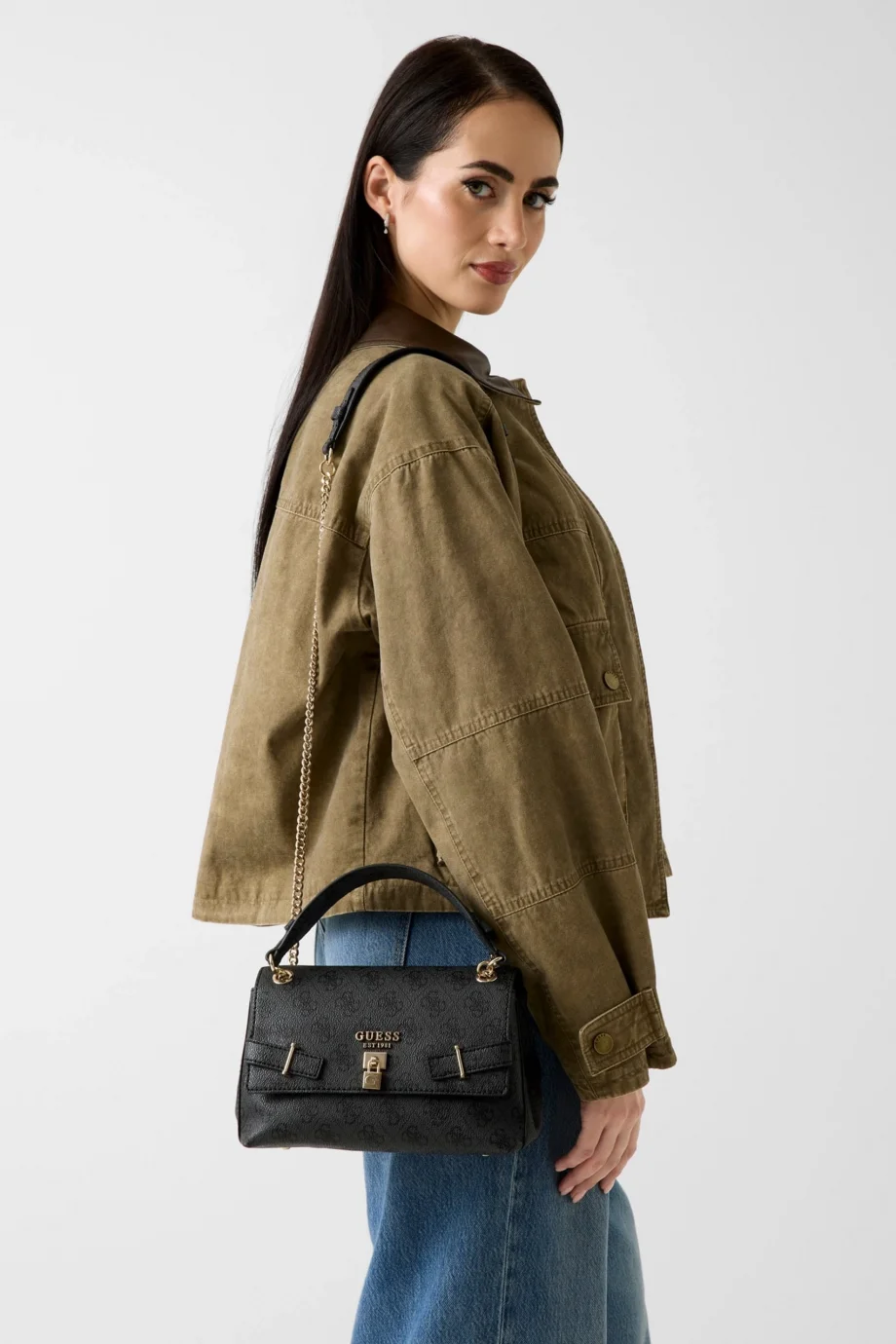 Guess Yesba Dönüştürülebilir Kapaklı Kadın Antrasit Omuz Çantası HWSG7833210-CLO