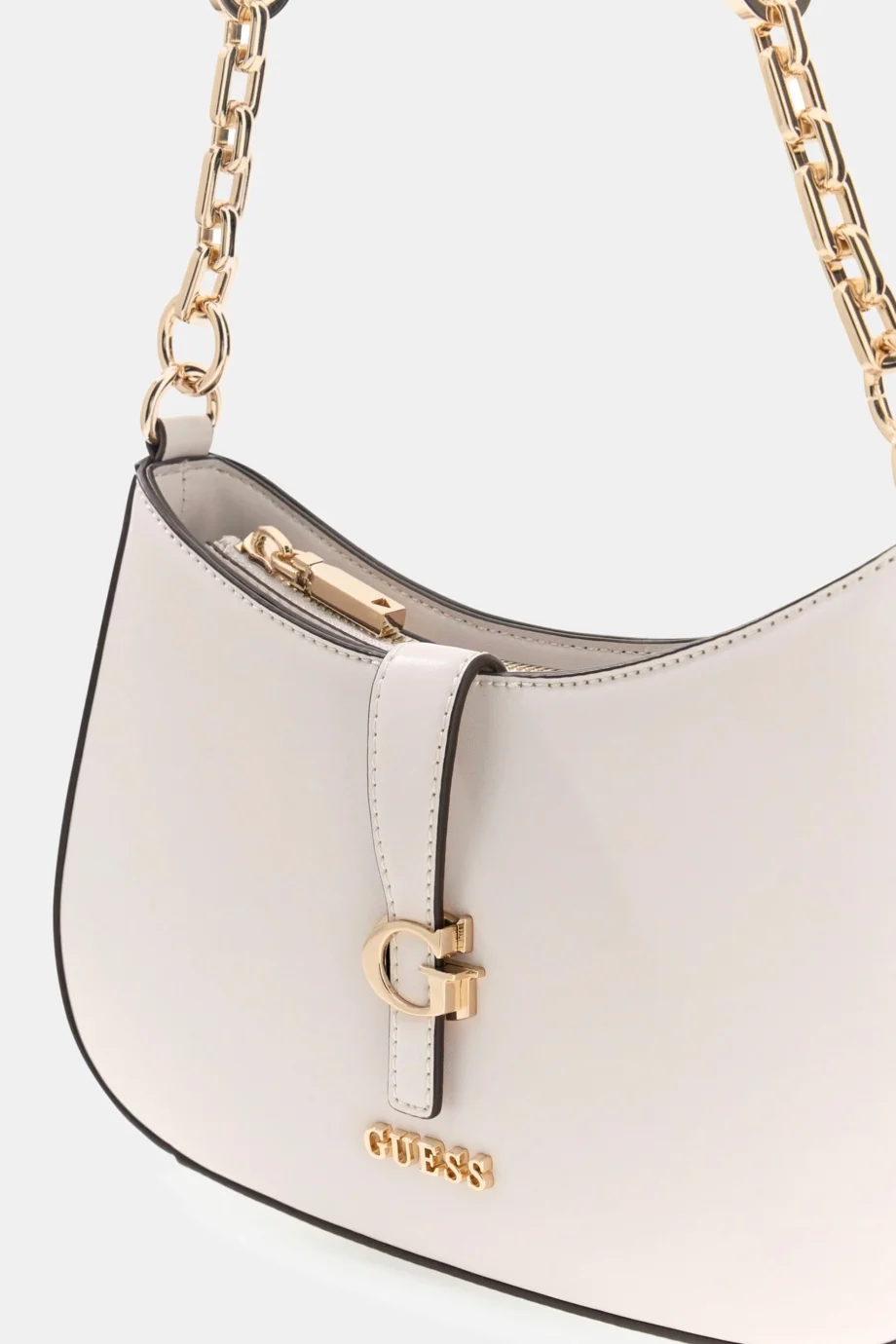 Guess Carrie Üstten Fermuarlı Kadın Krem Omuz Çantası HWVG9896180-STO