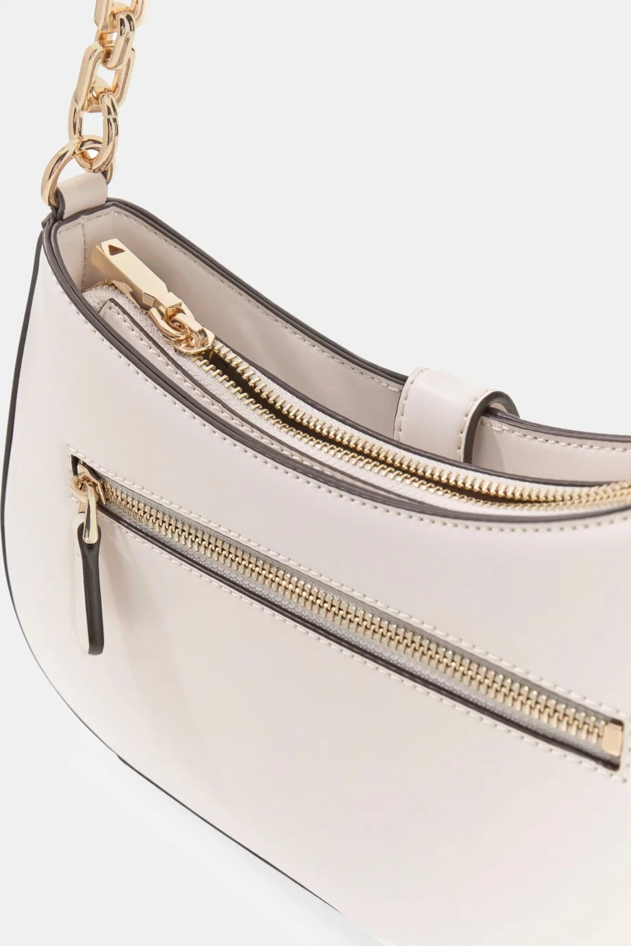 Guess Carrie Üstten Fermuarlı Kadın Krem Omuz Çantası HWVG9896180-STO
