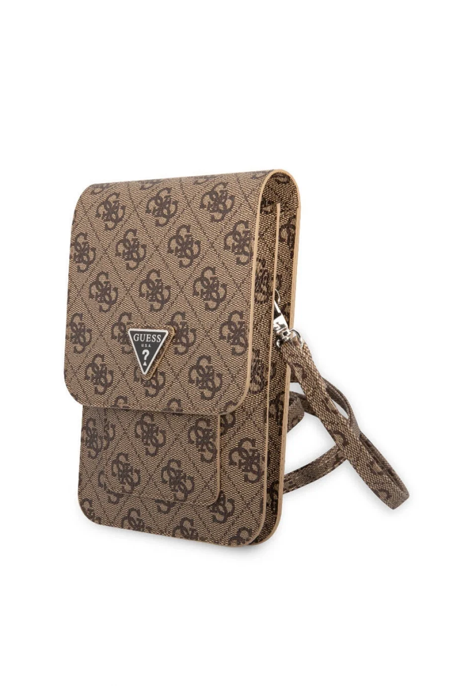 Guess 4G Desenli Üçgen Logolu 5 Hazneli Kadın Kahverengi Telefon Çantası GUWBP4TMBR