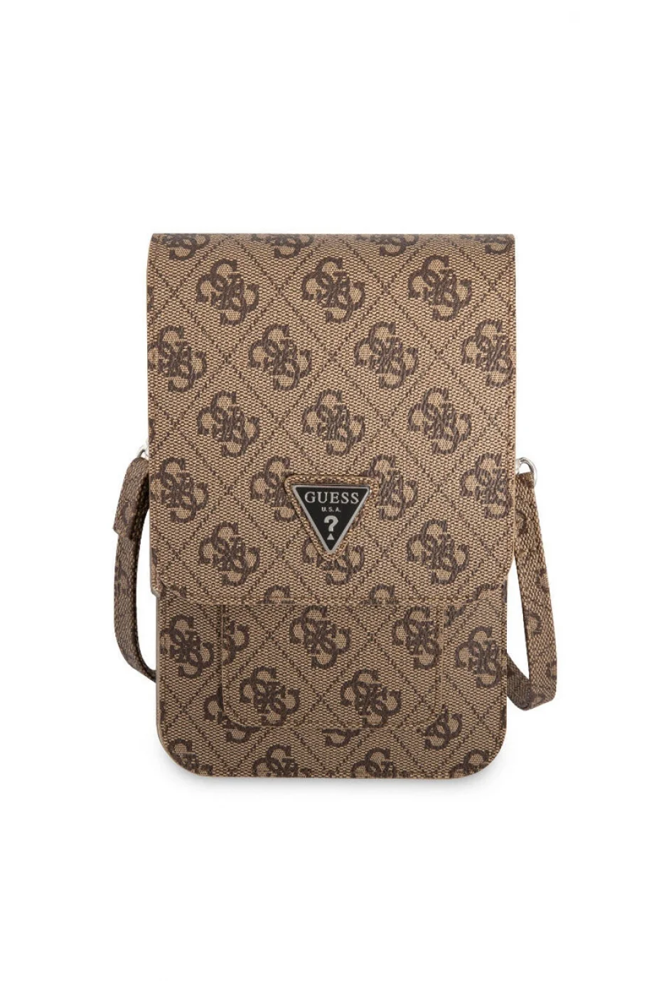 Guess 4G Desenli Üçgen Logolu 5 Hazneli Kadın Kahverengi Telefon Çantası GUWBP4TMBR