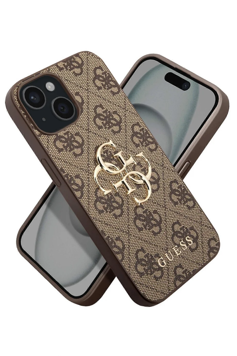 Guess Guess iPhone 15 Kılıf Guess Orjinal Lisanslı PU Deri Kahverengi Telefon Kılıfı GUHCP15S4GMGBR
