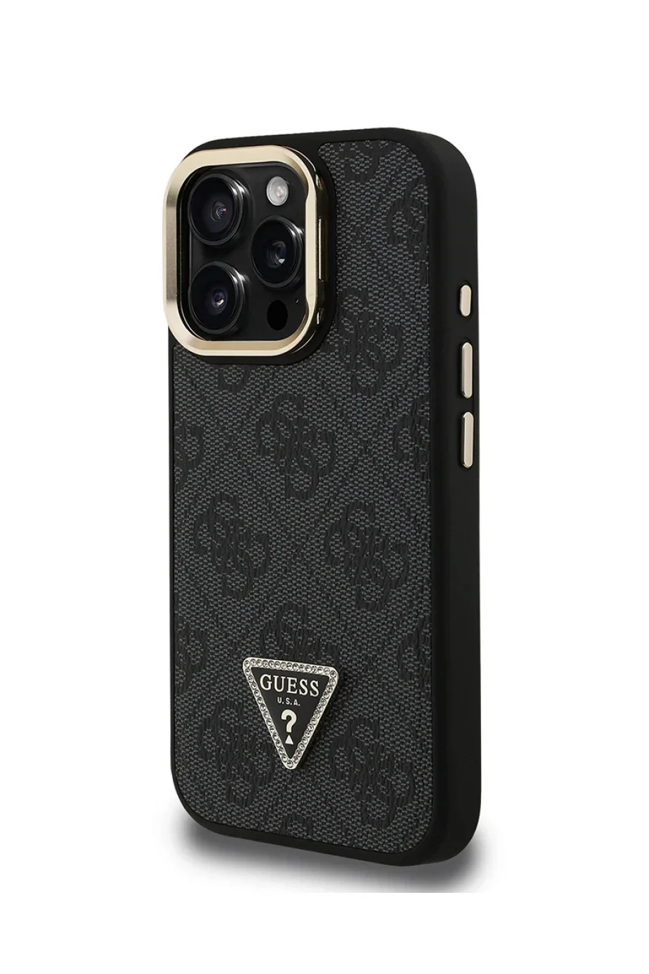 Guess Guess iPhone 16 Pro Max Kılıf Guess Orjinal Lisanslı PU Deri Siyah Telefon Kılıfı GUHMP16XPCS4GPTK