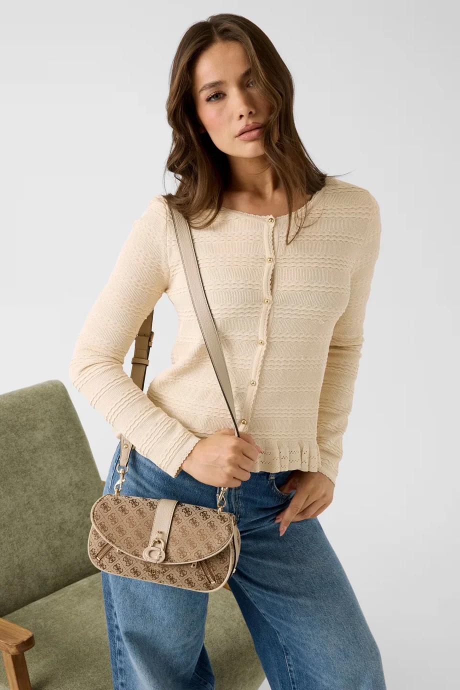 Guess Jessa Kapaklı Çapraz Askılı Kadın Kahverengi Omuz Çantası HWJG8362200-LTL