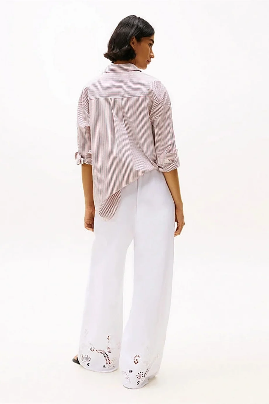 Tommy Hilfiger BRODERIE ANGLAISE LINEN PANTS Kadın  Pantolon WW0WW44782YCF