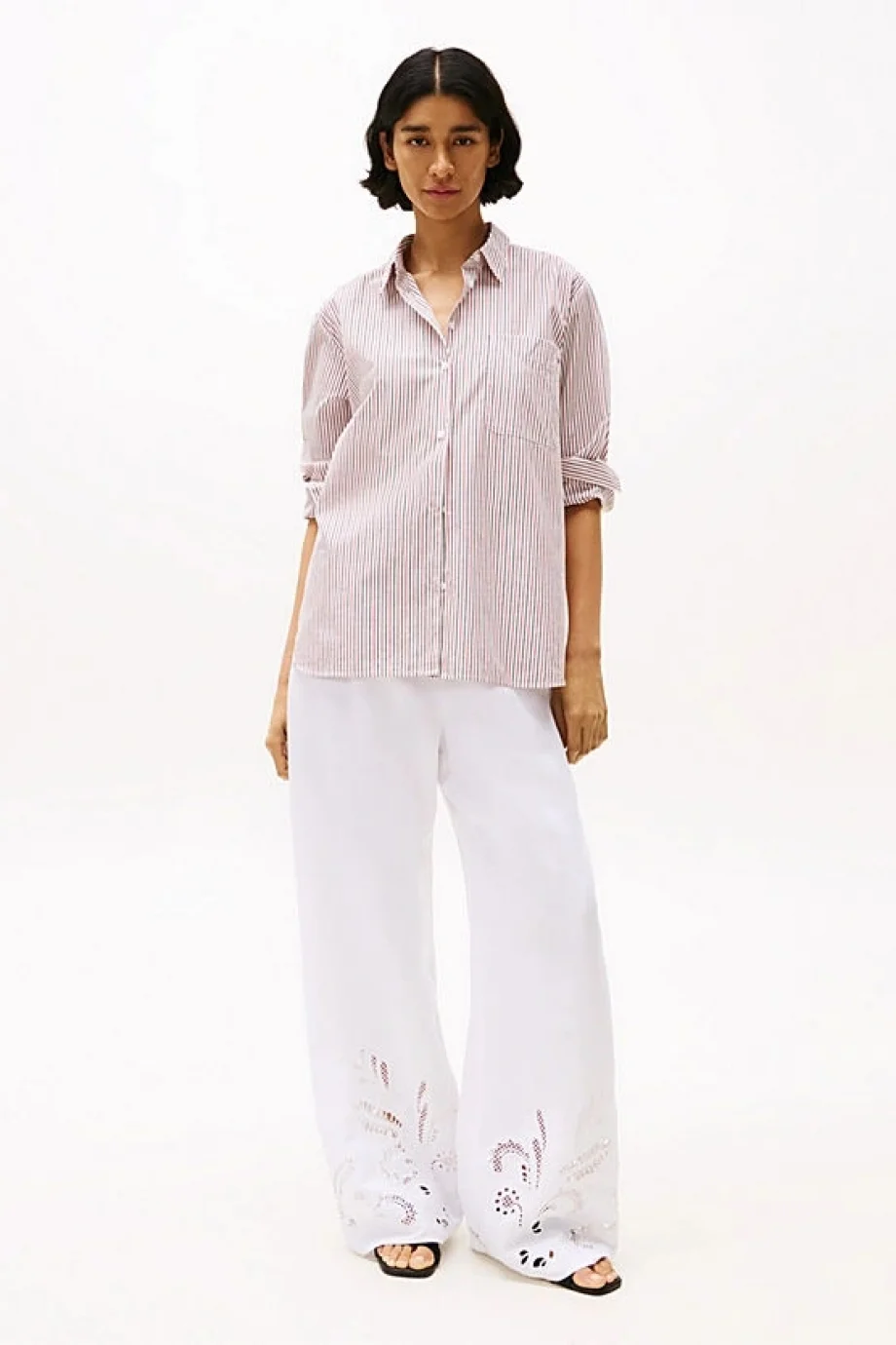 Tommy Hilfiger BRODERIE ANGLAISE LINEN PANTS Kadın  Pantolon WW0WW44782YCF