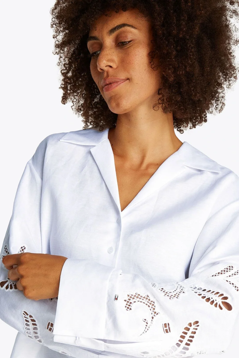 Tommy Hilfiger BRODERIE ANGLAISE LINEN SHIRT Kadın  Gömlek WW0WW45940YCF