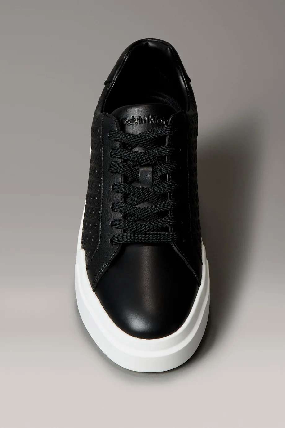 Calvin Klein Chunky Cupsole Bağcıklı Deri Tamamı Baskılı Erkek Siyah Sneaker YM0YM01383-BEH
