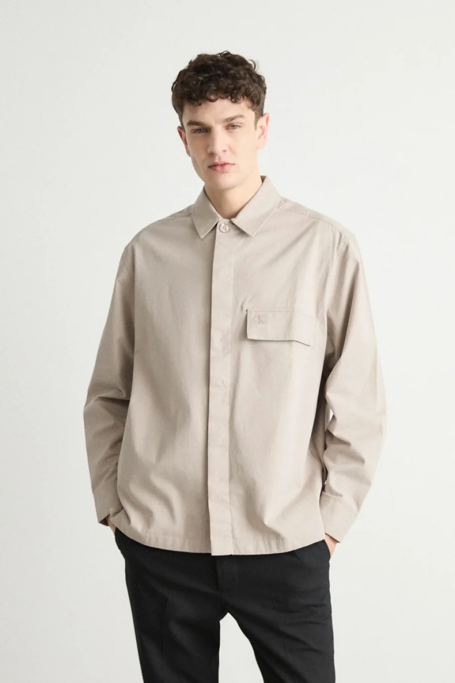 Calvin Klein CLEAN COTTON OVERSHIRT Erkek Bej Gömlek J30J326724-PAN