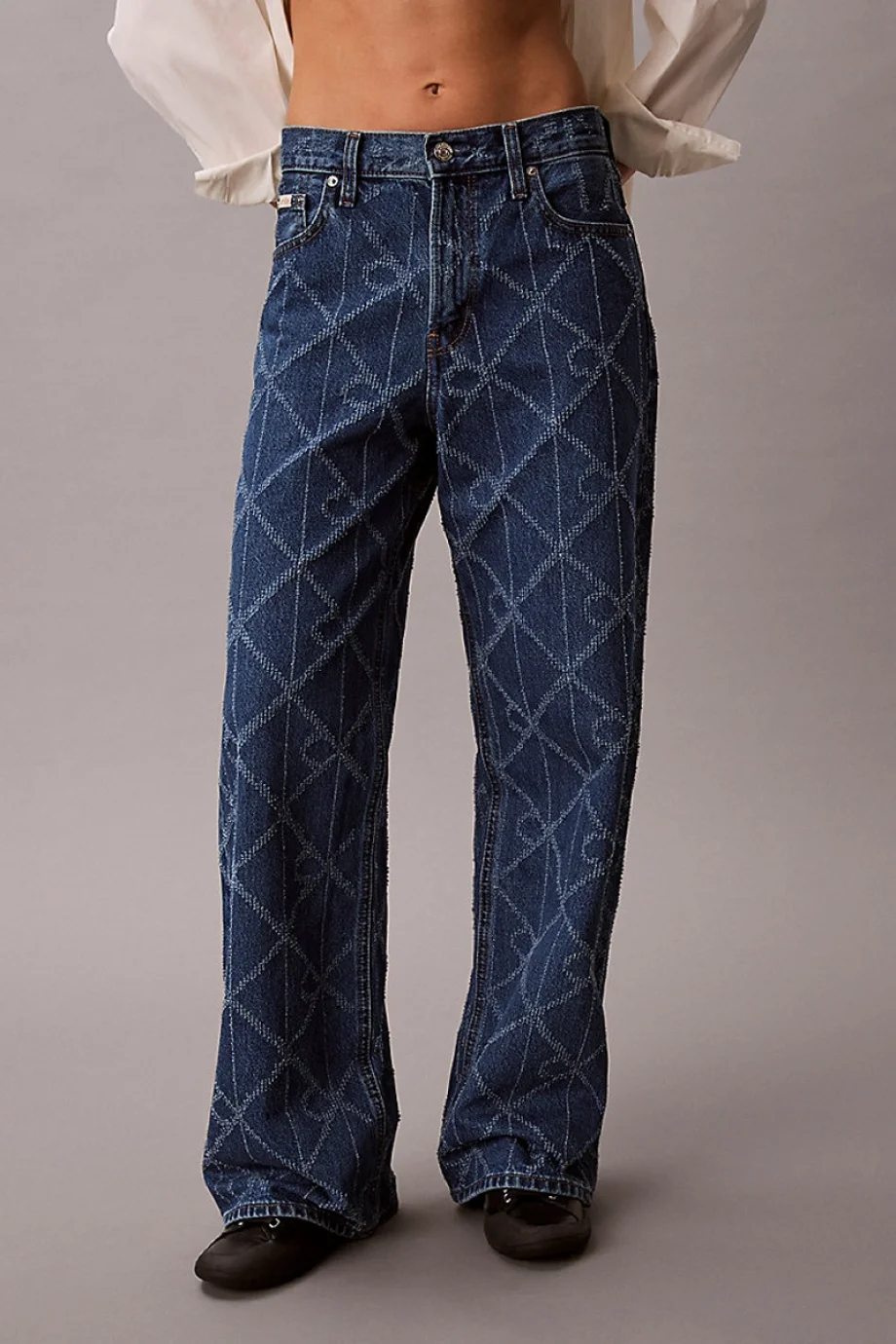 Calvin Klein Düşük Bel Bol Kesim CK Atlantic Kadın Mavi Jeans LV047D709G-YY2