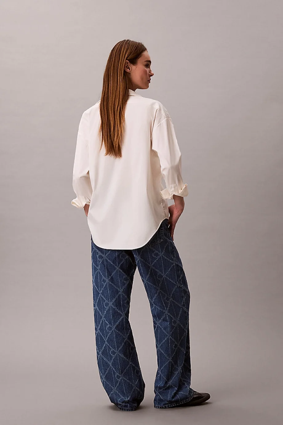 Calvin Klein Düşük Bel Bol Kesim CK Atlantic Kadın Mavi Jeans LV047D709G-YY2