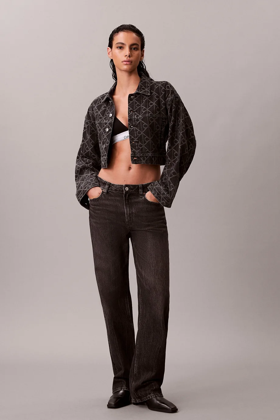 Calvin Klein Eklemli Detaylı Denim Kadın Siyah Ceket LV047E621G-YCL