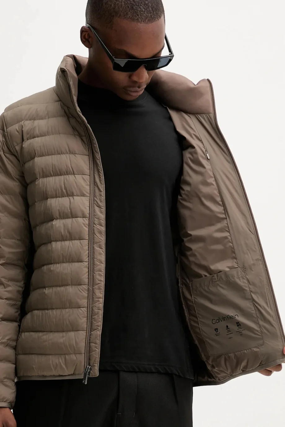 Calvin Klein Erkek Hafif Naylon Kapitone Şişme Kahverengi Ceket LV04LC506G-PDK