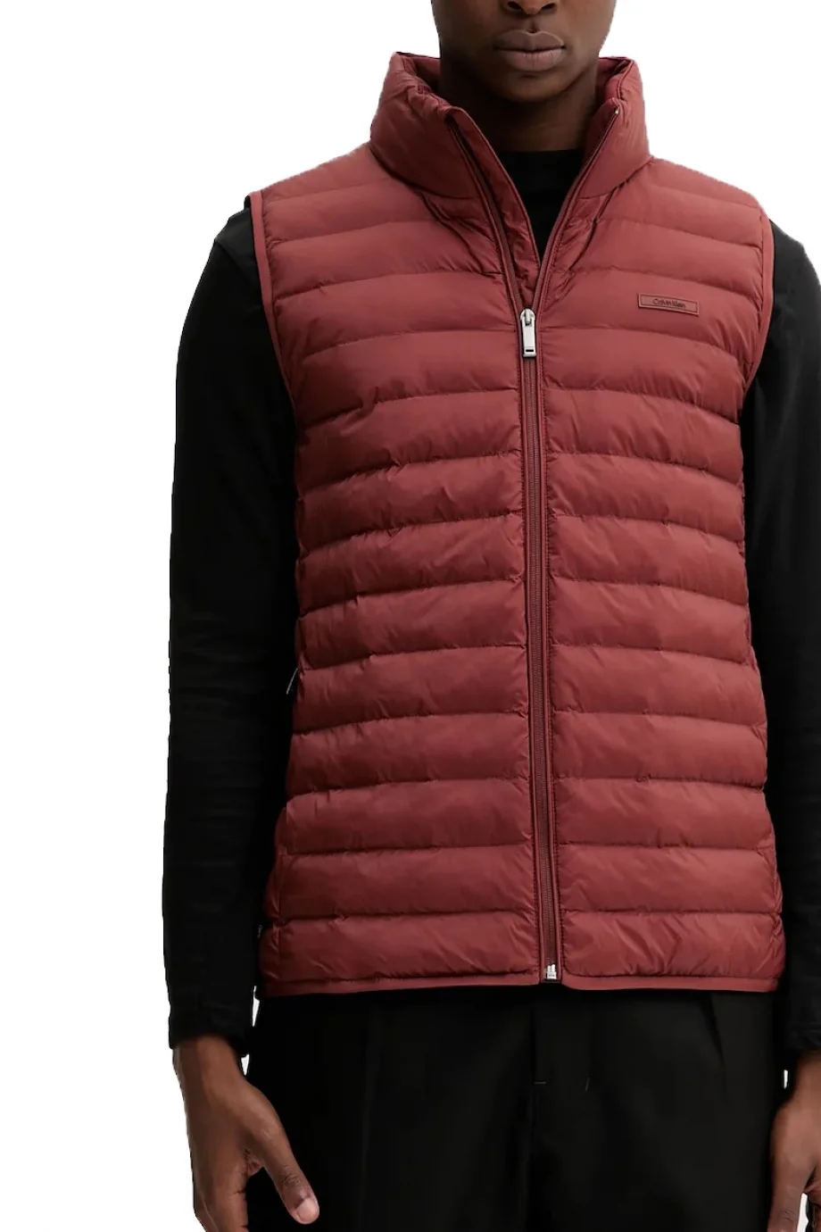 Calvin Klein Erkek Kolsuz Hafif Naylon Şişme Kırmızı Yelek LV04LC509G-VFK