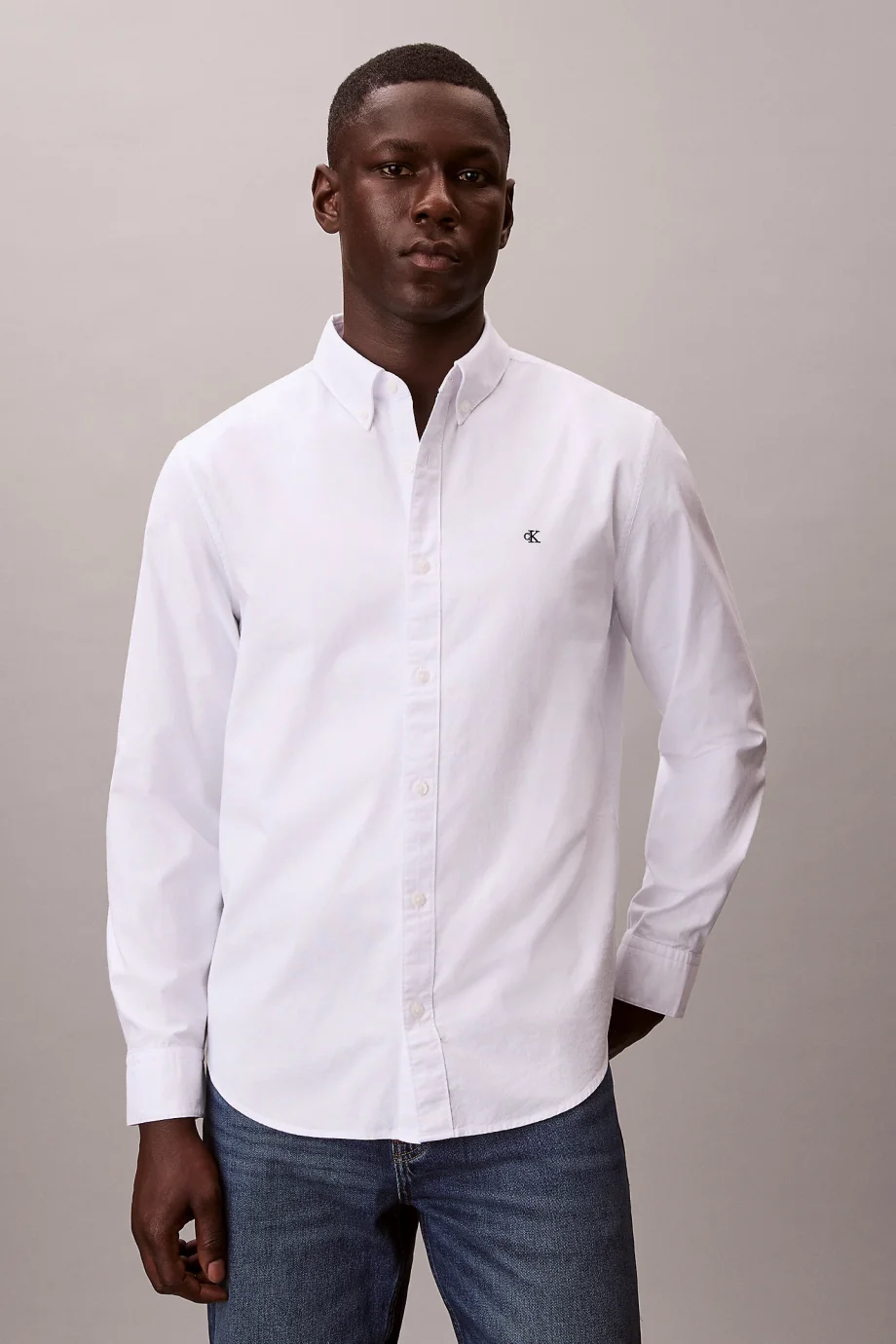 Calvin Klein Erkek Uzun Kollu Klasik Düz Oxford Beyaz Gömlek LV140EM125-YAA