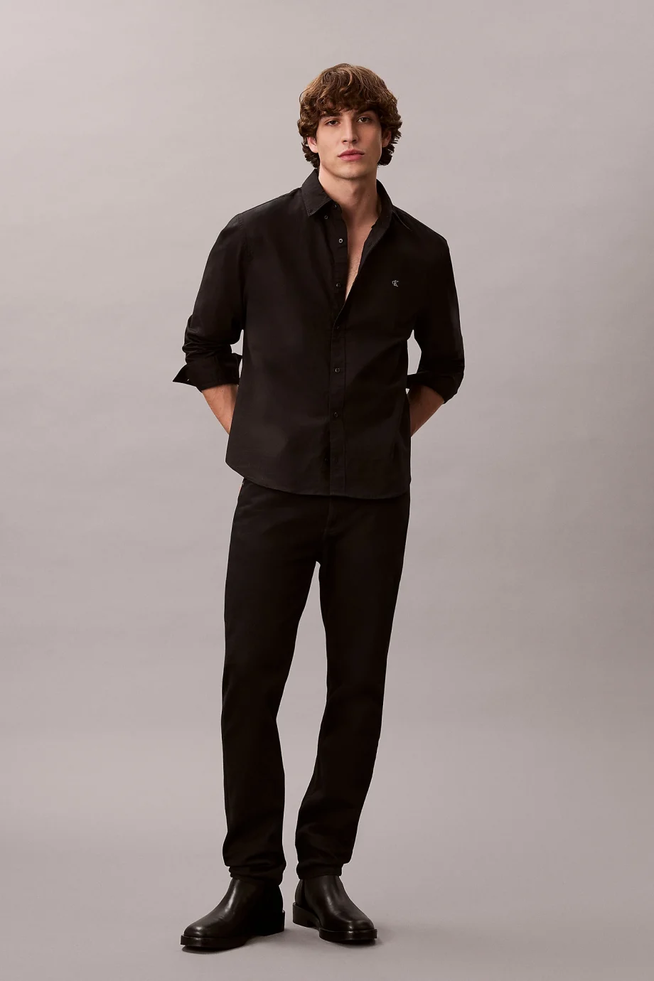 Calvin Klein Erkek Uzun Kollu Klasik Düz Oxford Siyah Gömlek LV140EM125-UB1
