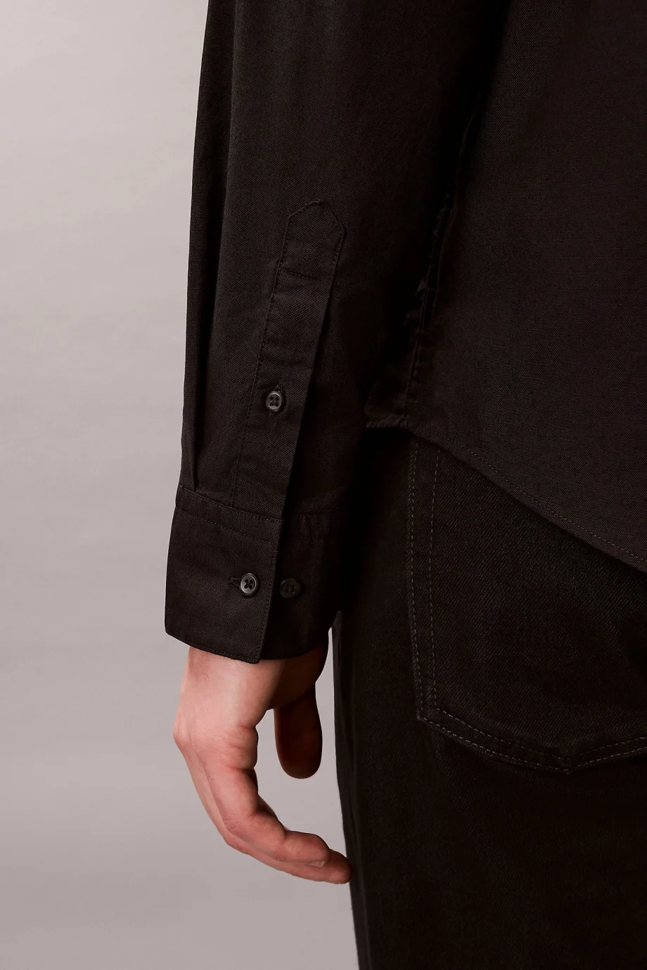 Calvin Klein Erkek Uzun Kollu Klasik Düz Oxford Siyah Gömlek LV140EM125-UB1