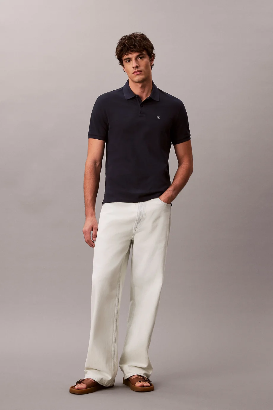 Calvin Klein Global Erkek Mavi  Polo Yaka T-shirt  LV040EM269-CEF