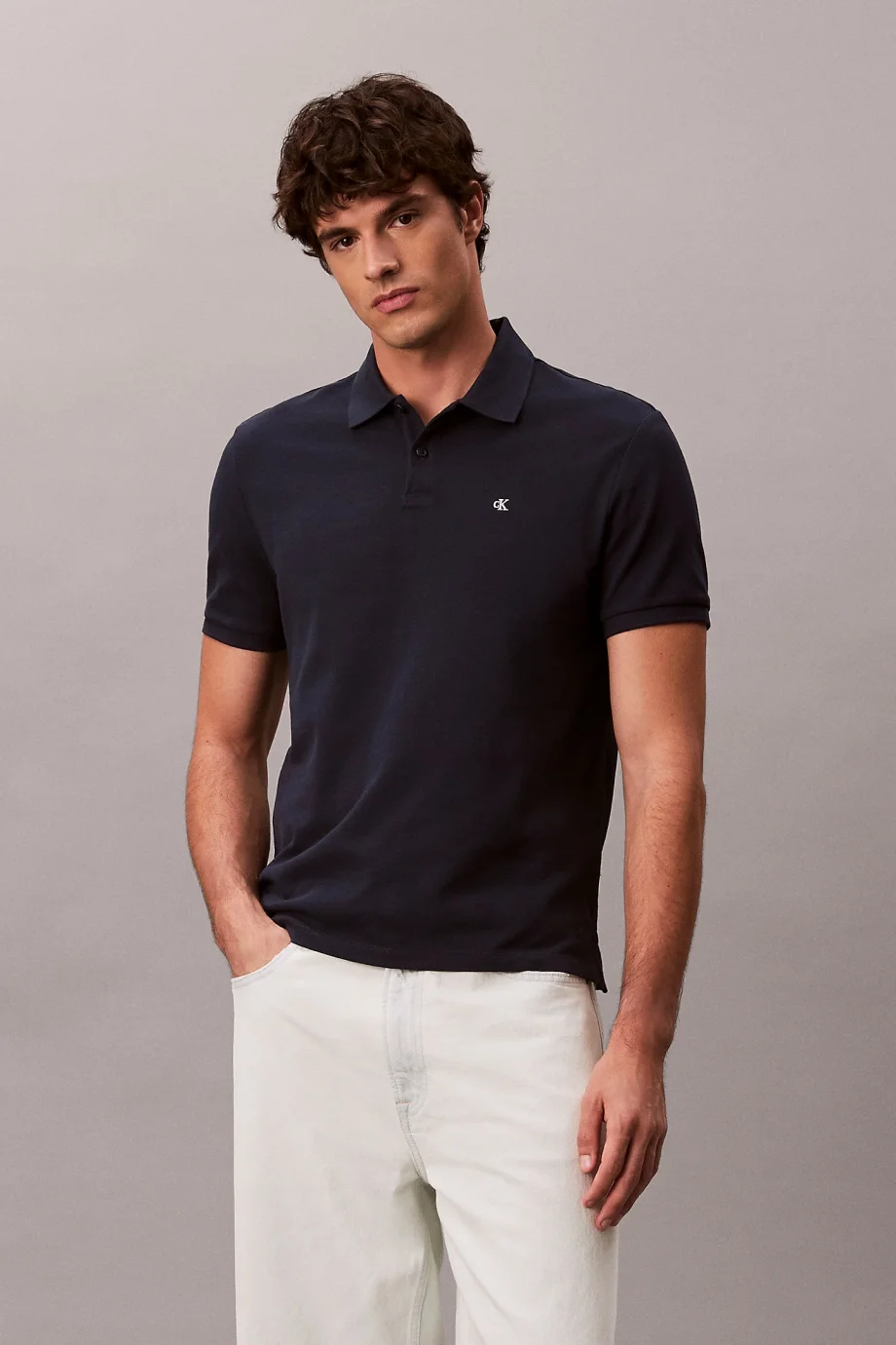Calvin Klein Global Erkek Mavi  Polo Yaka T-shirt  LV040EM269-CEF