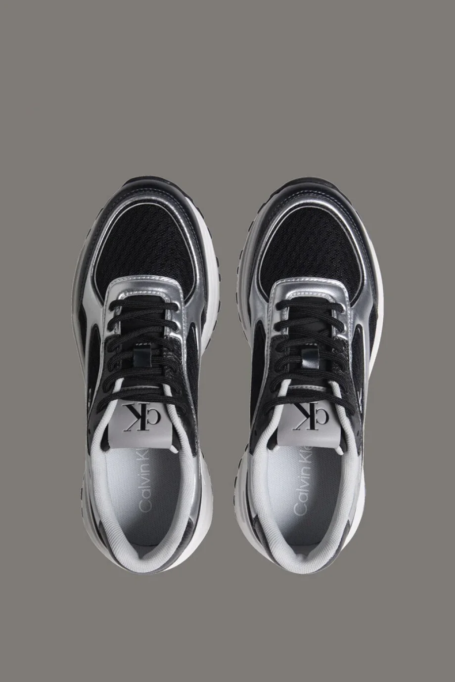 Calvin Klein Hike Runner Bağcıklı File Karışımlı Metalik Kadın Siyah Sneaker YW0YW02063-01L