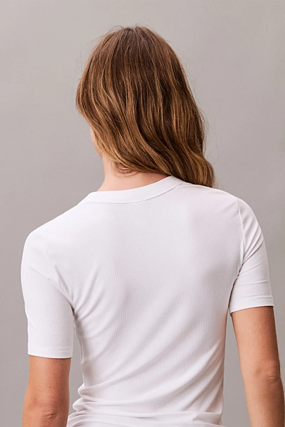 Calvin Klein Kadın Modal Fitilli Beyaz T-shirt LV044C901G-YAA