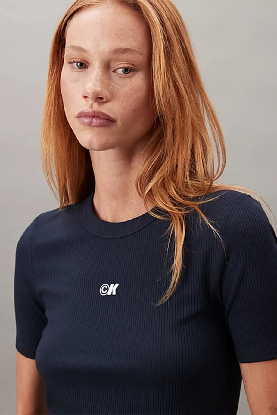 Calvin Klein Kadın Modal Fitilli Mavi T-shirt LV044C901G-CEF