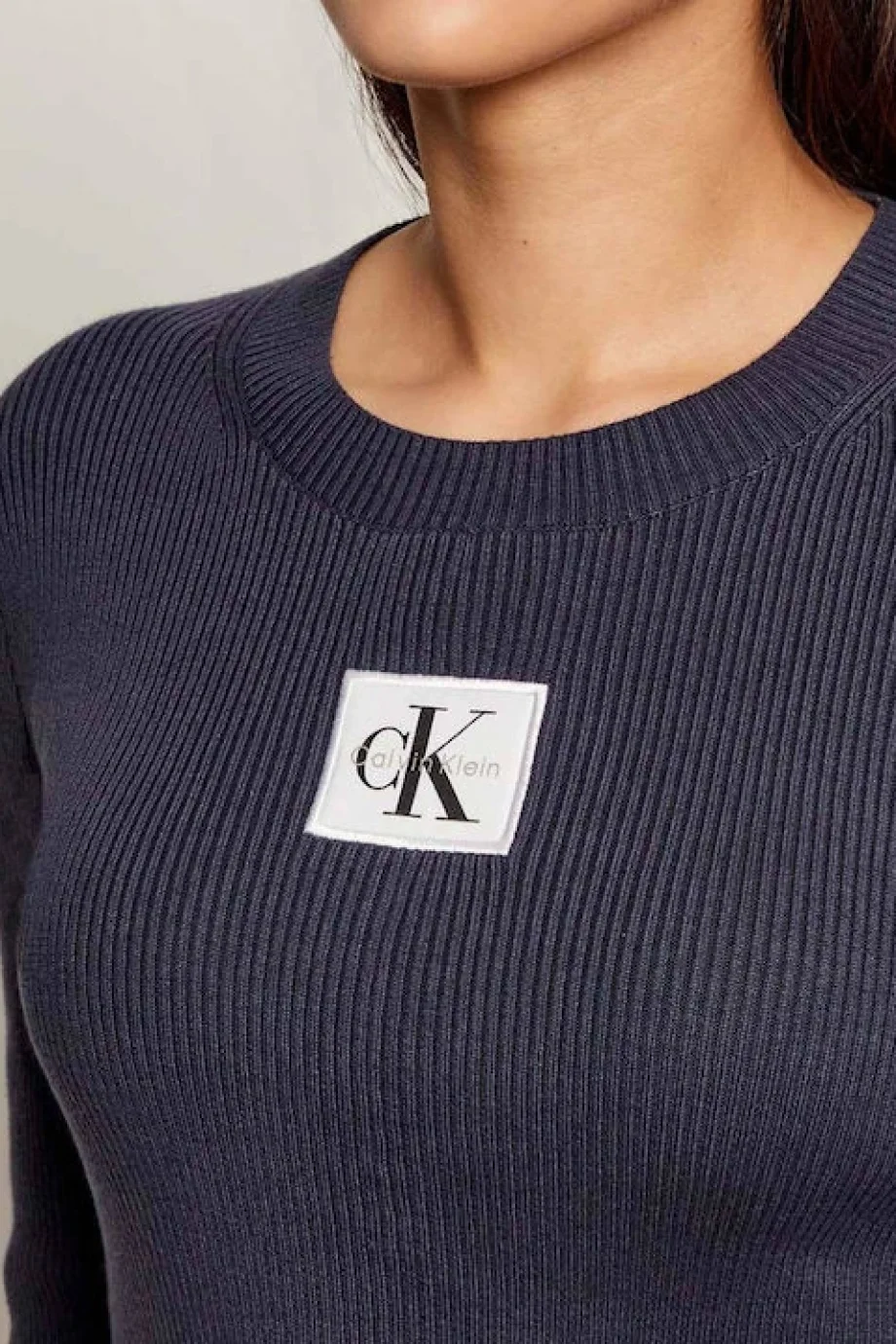 Calvin Klein Kadın Uzun Kollu Kloş Mini Mavi Elbise LV047D307G-VEK